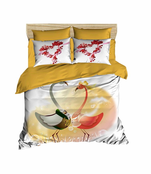 L'essentiel linge de maison Juego de funda de edredón individual Blanco, Mostaza y Rojo L'essentiel linge de maison Juego de funda de edredón individual Blanco, Mostaza y Rojo